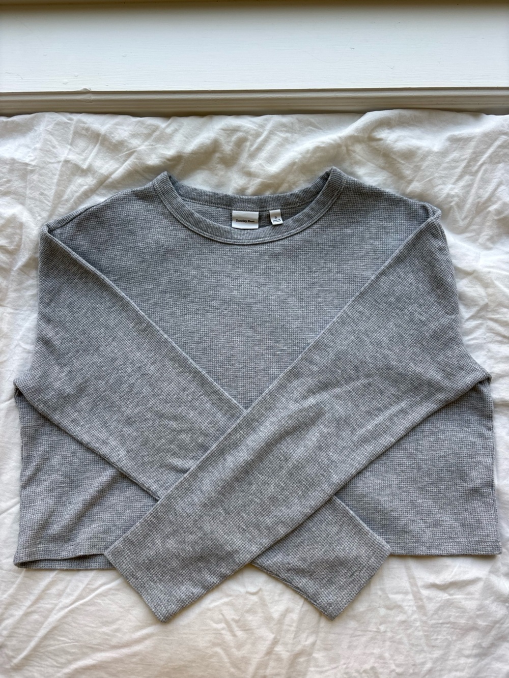 Sunday Best Gray Waffle Knit Crewneck Top